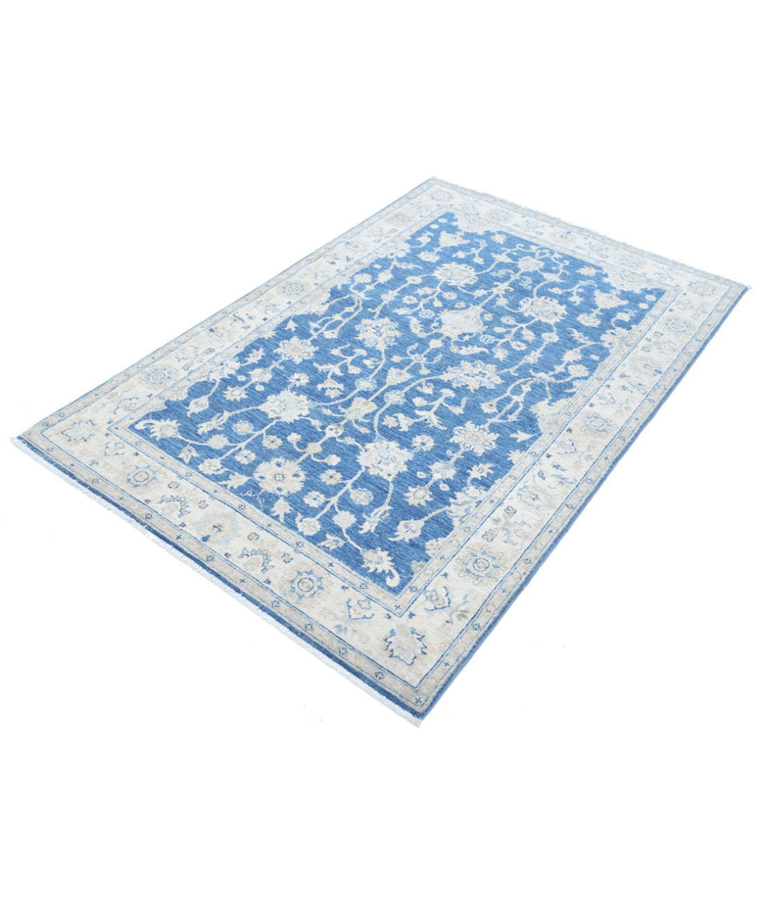 Hand Knotted Ziegler Farhan Wool Rug - 3'10'' x 6'0'' 3'10'' x 6'0'' (115 X 180) / Blue / Ivory