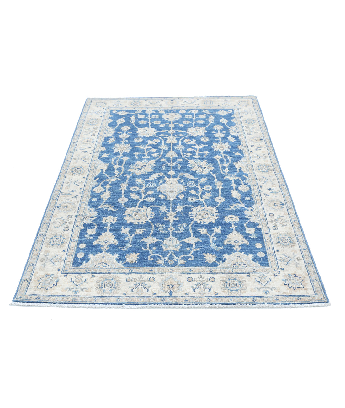 Hand Knotted Ziegler Farhan Wool Rug - 3'10'' x 6'0'' 3'10'' x 6'0'' (115 X 180) / Blue / Ivory