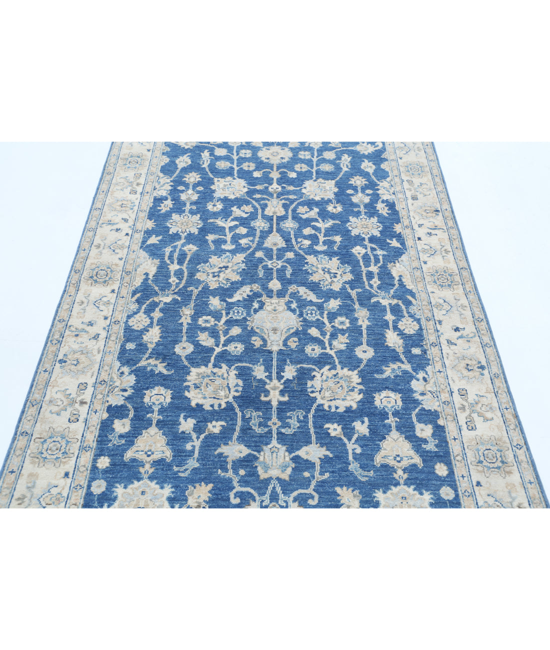 Hand Knotted Ziegler Farhan Wool Rug - 3'10'' x 6'0'' 3'10'' x 6'0'' (115 X 180) / Blue / Ivory