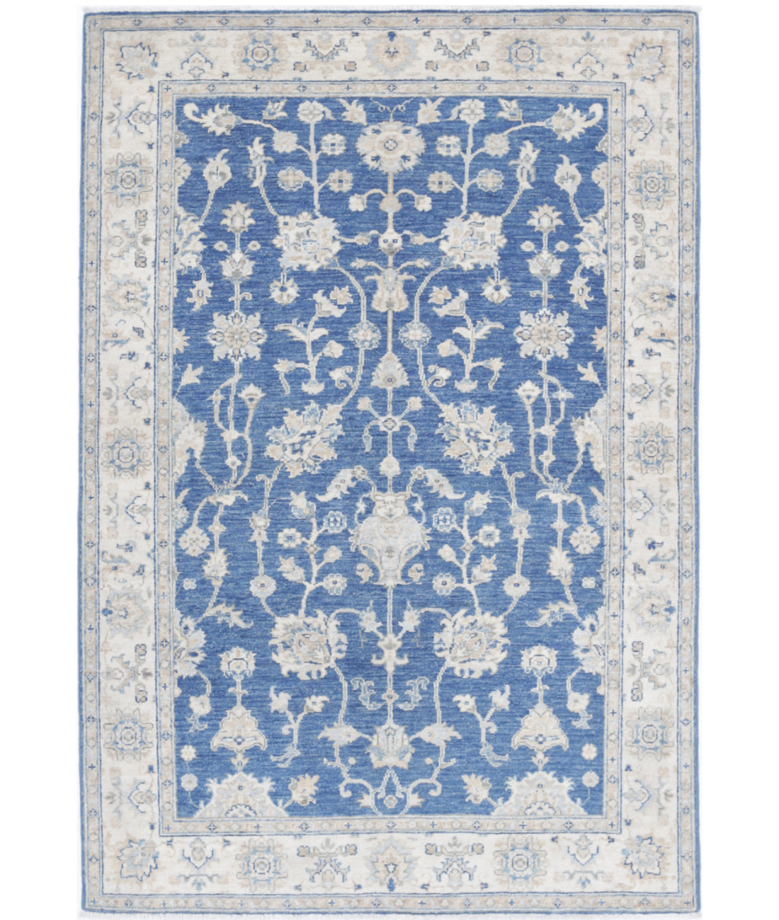 Hand Knotted Ziegler Farhan Wool Rug - 3&#39;10&#39;&#39; x 6&#39;0&#39;&#39; 3&#39;10&#39;&#39; x 6&#39;0&#39;&#39; (115 X 180) / Blue / Ivory