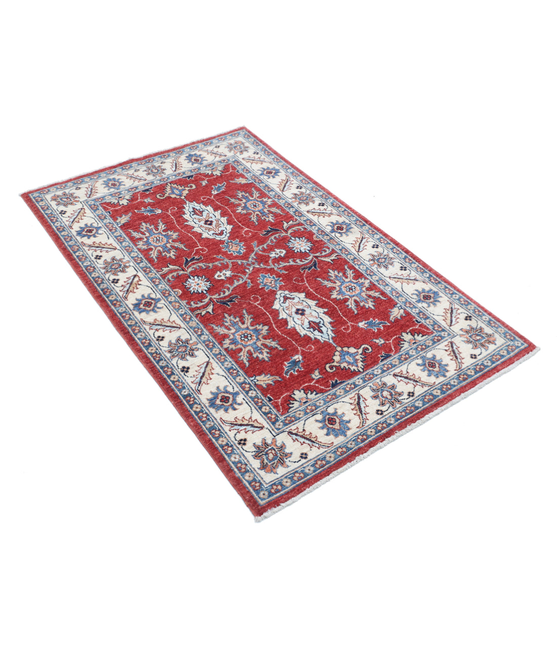 Hand Knotted Ziegler Farhan Wool Rug - 3'1'' x 4'11'' 3'1'' x 4'11'' (93 X 148) / Red / Ivory