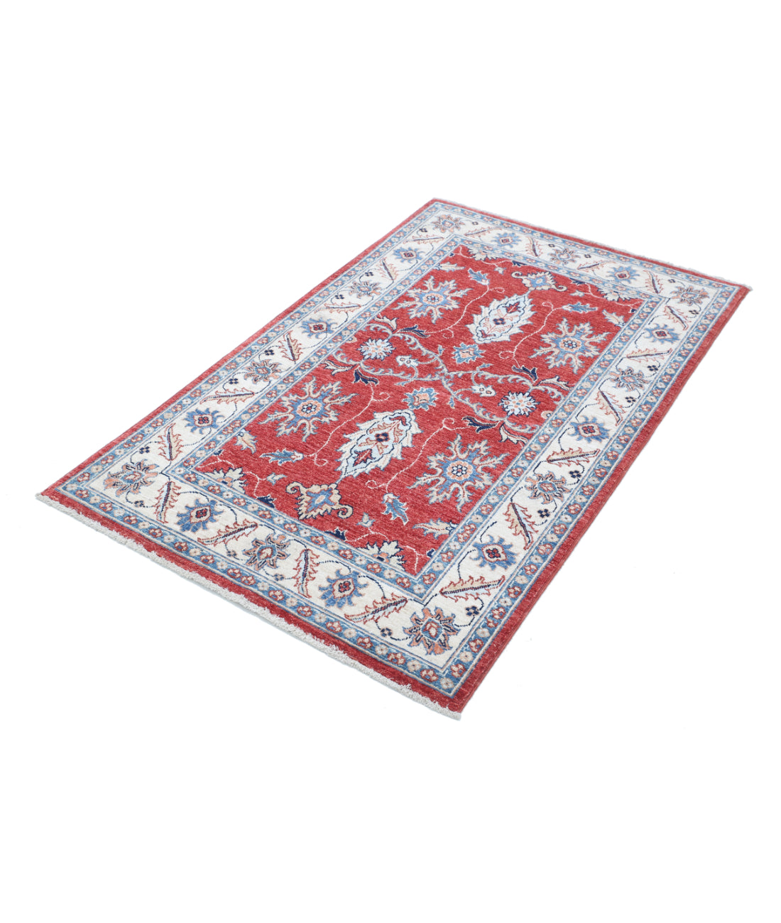 Hand Knotted Ziegler Farhan Wool Rug - 3'1'' x 4'11'' 3'1'' x 4'11'' (93 X 148) / Red / Ivory