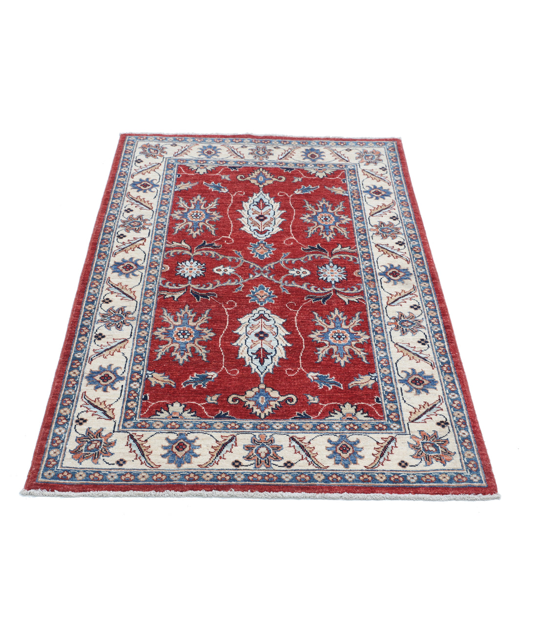 Hand Knotted Ziegler Farhan Wool Rug - 3'1'' x 4'11'' 3'1'' x 4'11'' (93 X 148) / Red / Ivory