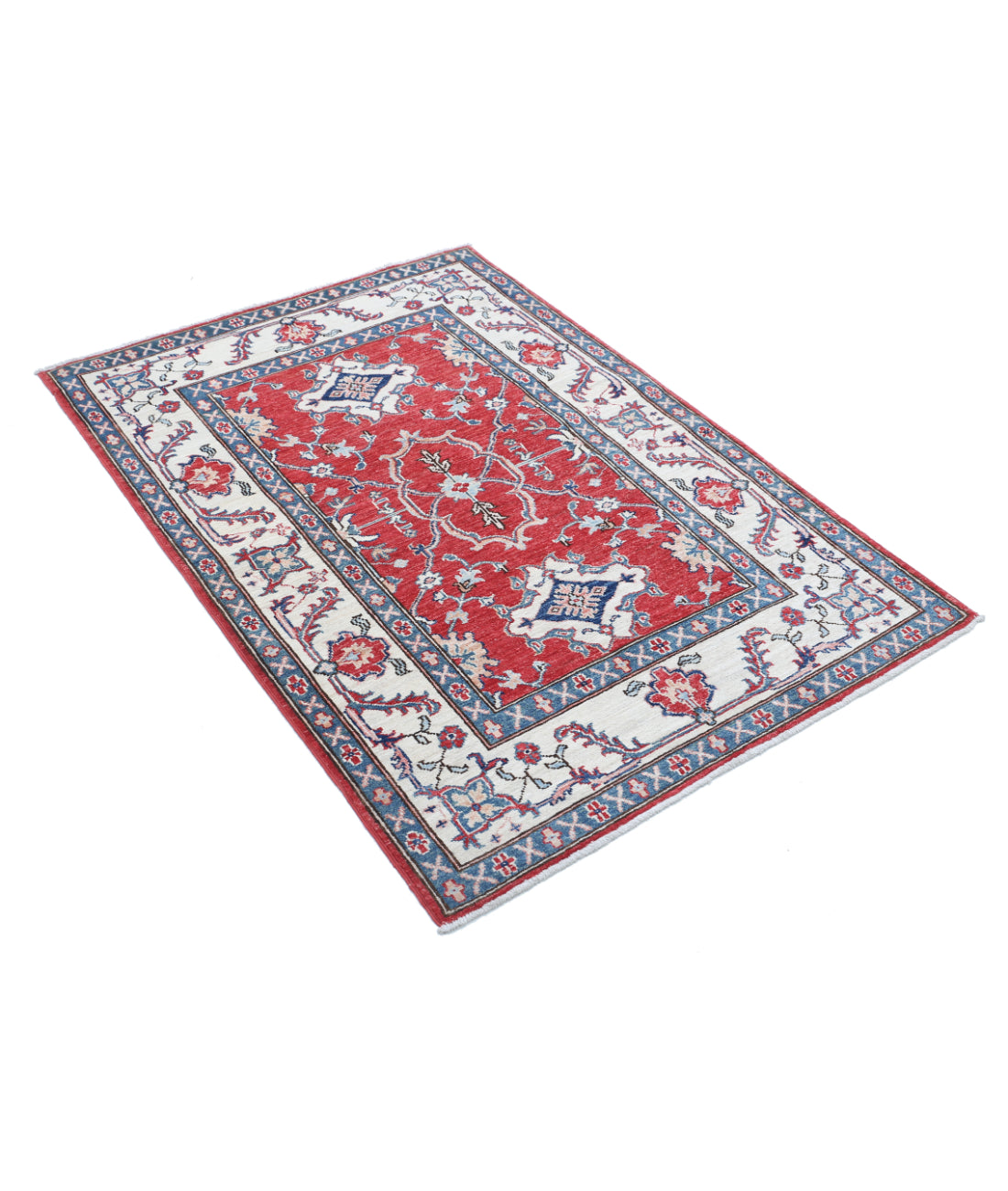 Hand Knotted Ziegler Farhan Wool Rug - 3'3'' x 4'9'' 3'3'' x 4'9'' (98 X 143) / Red / Ivory