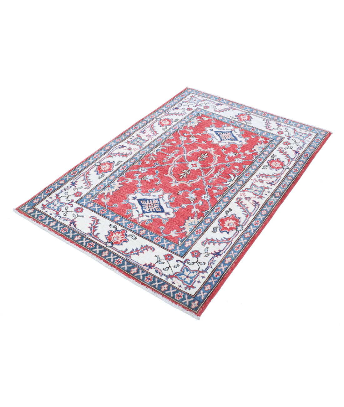 Hand Knotted Ziegler Farhan Wool Rug - 3'3'' x 4'9'' 3'3'' x 4'9'' (98 X 143) / Red / Ivory