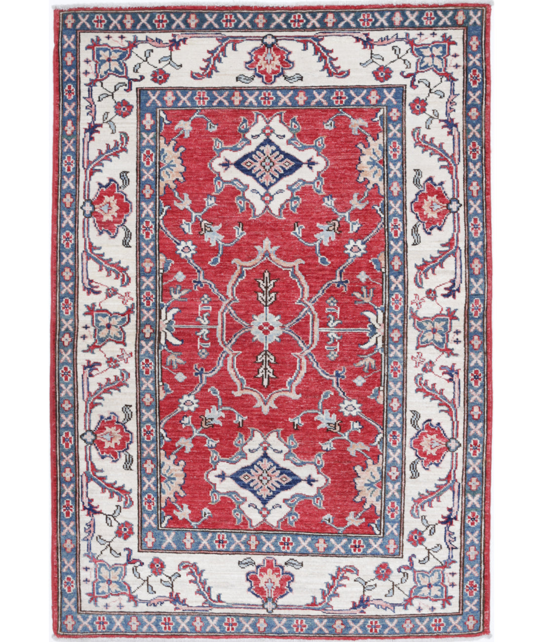 Hand Knotted Ziegler Farhan Wool Rug - 3&#39;3&#39;&#39; x 4&#39;9&#39;&#39; 3&#39;3&#39;&#39; x 4&#39;9&#39;&#39; (98 X 143) / Red / Ivory