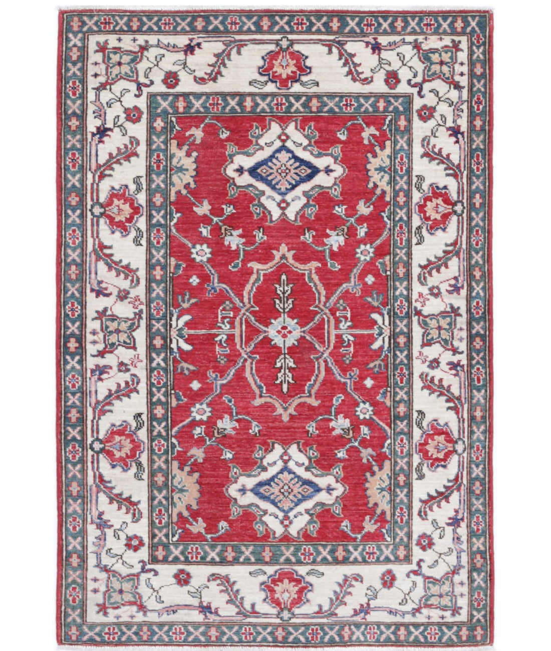 Hand Knotted Ziegler Farhan Wool Rug - 3&#39;2&#39;&#39; x 4&#39;8&#39;&#39; 3&#39;2&#39;&#39; x 4&#39;8&#39;&#39; (95 X 140) / Red / Ivory