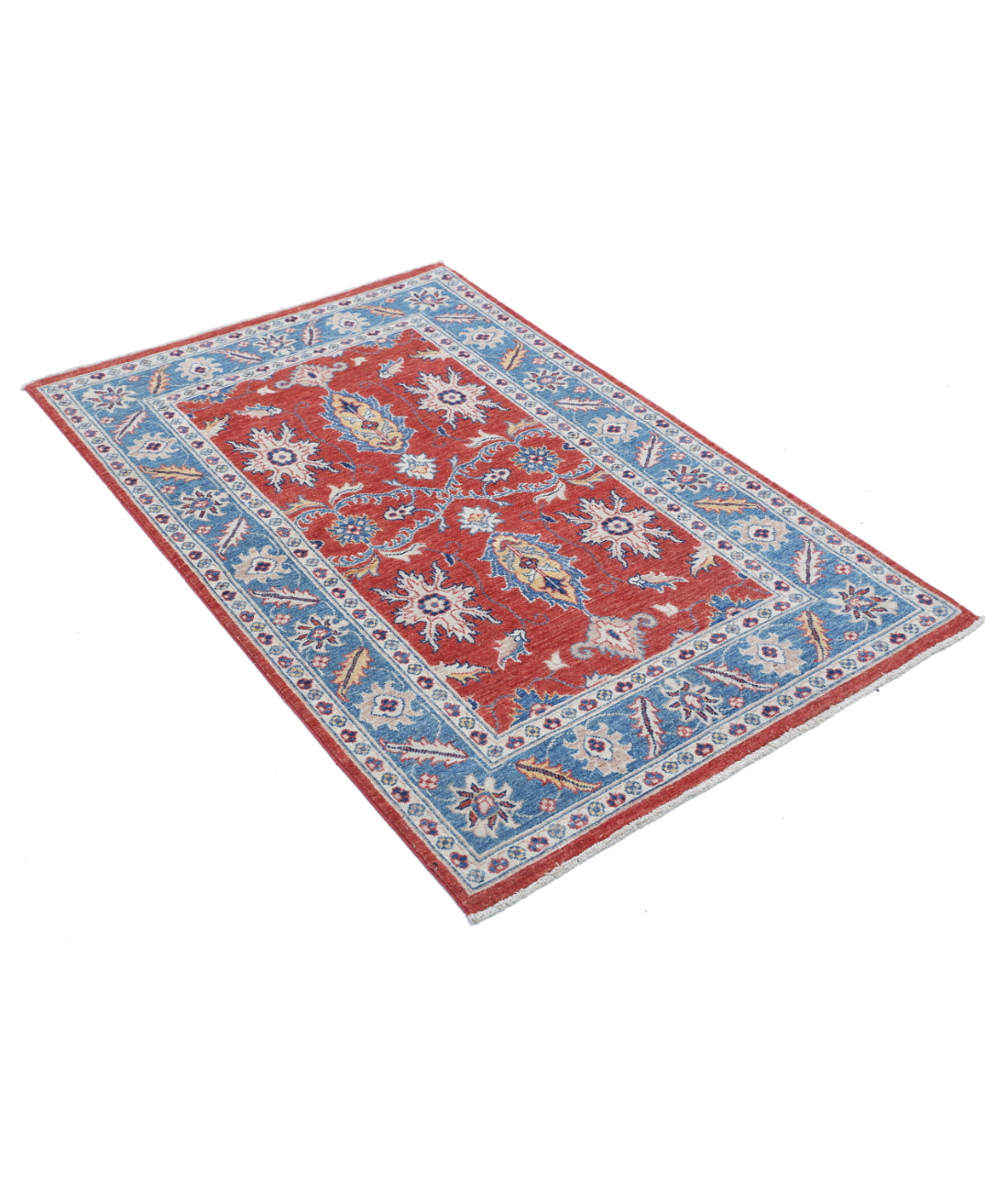 Hand Knotted Ziegler Farhan Wool Rug - 3'3'' x 5'0'' 3'3'' x 5'0'' (98 X 150) / Red / Blue