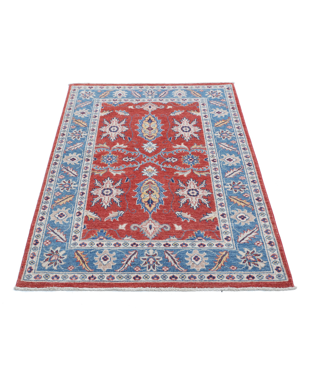 Hand Knotted Ziegler Farhan Wool Rug - 3'3'' x 5'0'' 3'3'' x 5'0'' (98 X 150) / Red / Blue