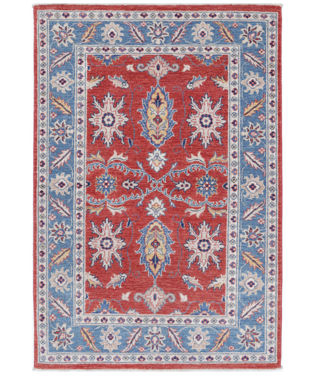 Hand Knotted Ziegler Farhan Wool Rug - 3&#39;3&#39;&#39; x 5&#39;0&#39;&#39; 3&#39;3&#39;&#39; x 5&#39;0&#39;&#39; (98 X 150) / Red / Blue