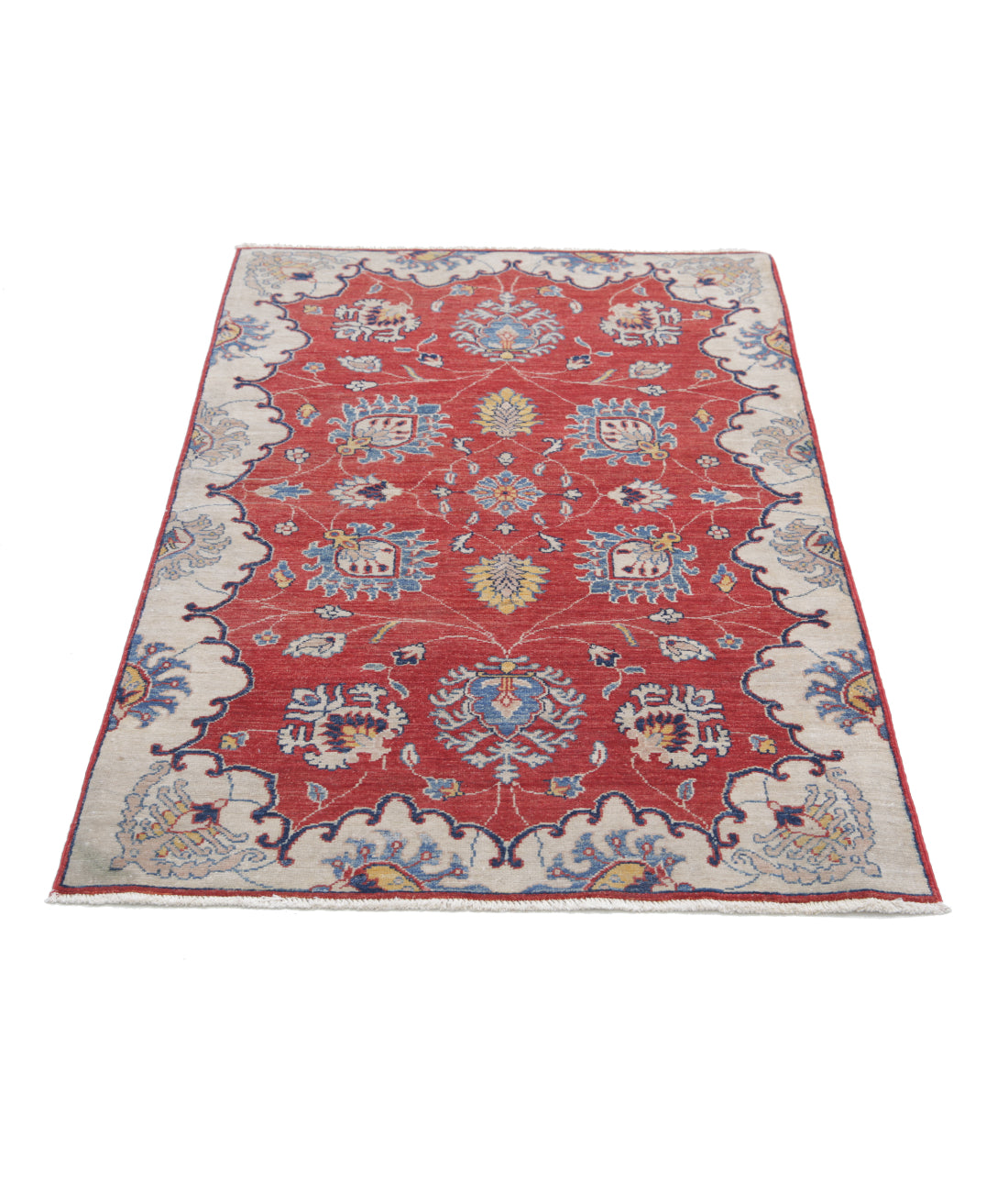 Hand Knotted Ziegler Farhan Wool Rug - 3'1'' x 5'1'' 3'1'' x 5'1'' (93 X 153) / Red / Ivory