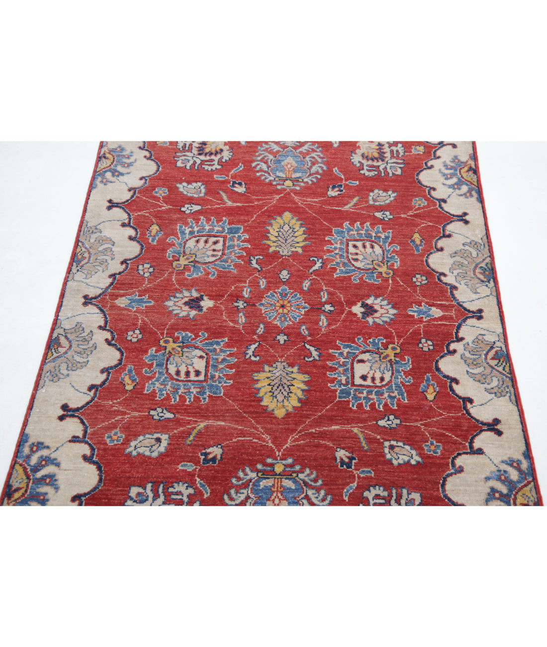 Hand Knotted Ziegler Farhan Wool Rug - 3'1'' x 5'1'' 3'1'' x 5'1'' (93 X 153) / Red / Ivory