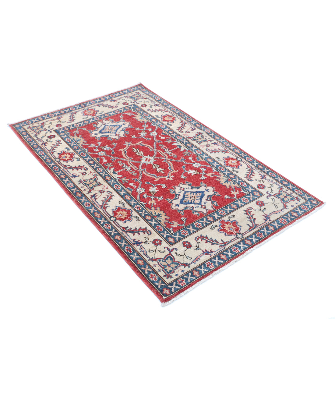 Hand Knotted Ziegler Farhan Wool Rug - 3'1'' x 4'10'' 3'1'' x 4'10'' (93 X 145) / Red / Ivory