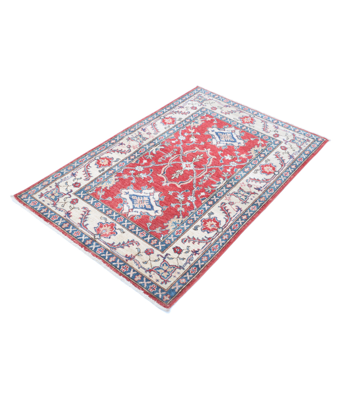 Hand Knotted Ziegler Farhan Wool Rug - 3'1'' x 4'10'' 3'1'' x 4'10'' (93 X 145) / Red / Ivory