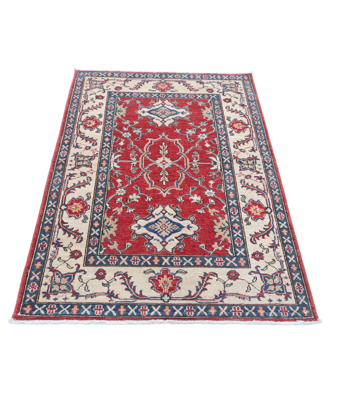 Hand Knotted Ziegler Farhan Wool Rug - 3'1'' x 4'10'' 3'1'' x 4'10'' (93 X 145) / Red / Ivory