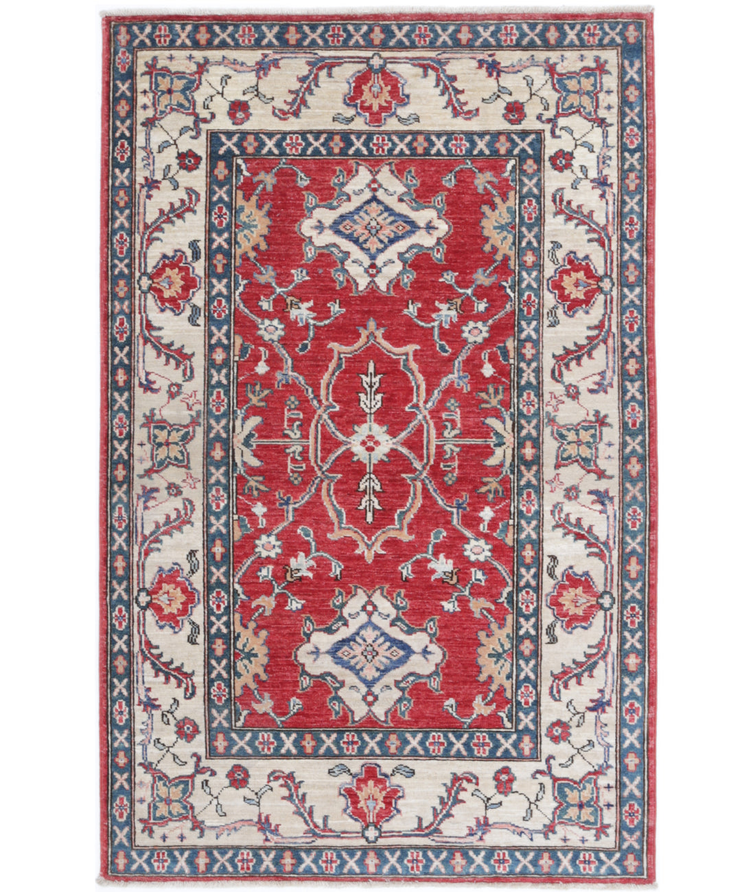 Hand Knotted Ziegler Farhan Wool Rug - 3&#39;1&#39;&#39; x 4&#39;10&#39;&#39; 3&#39;1&#39;&#39; x 4&#39;10&#39;&#39; (93 X 145) / Red / Ivory