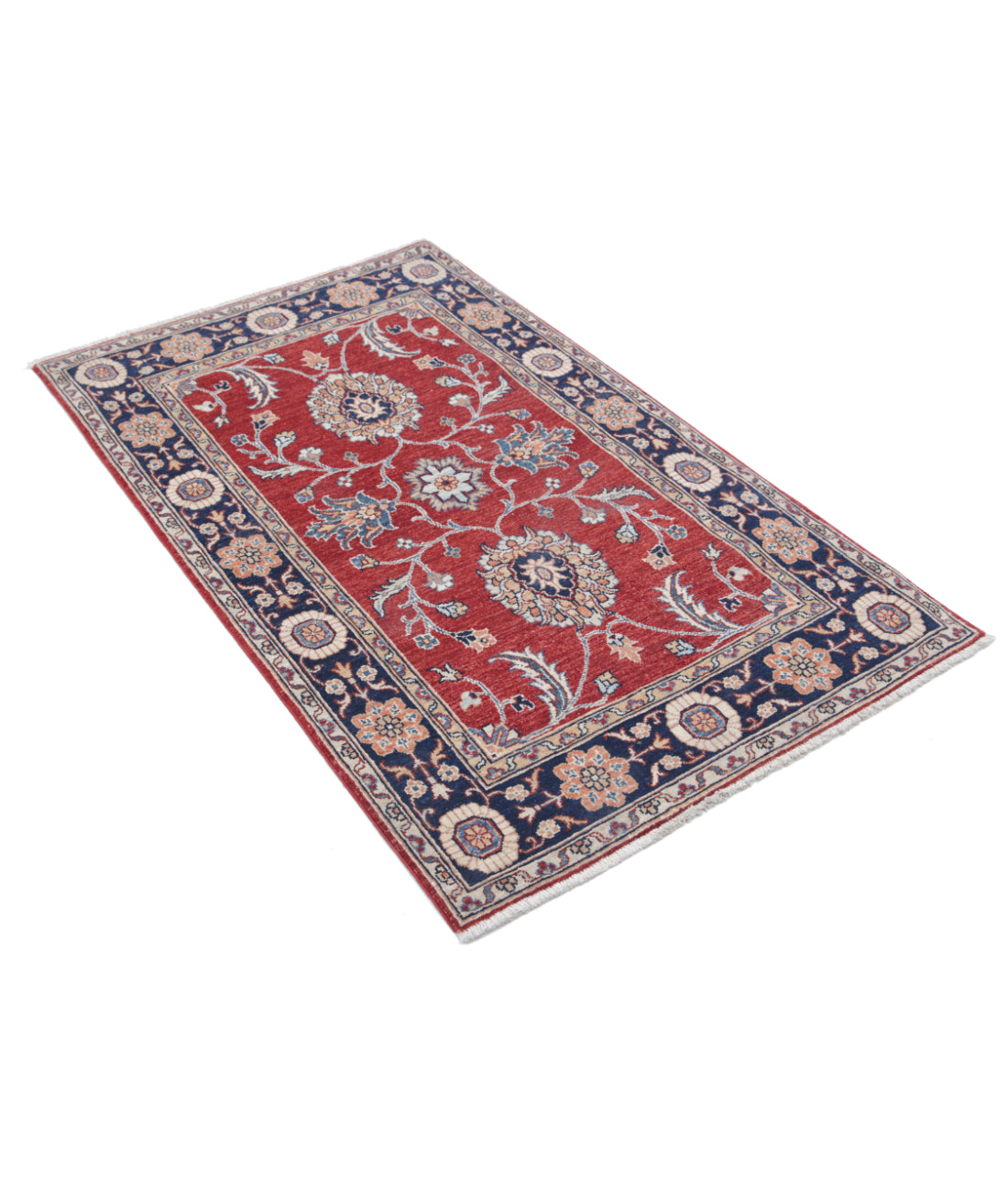 Hand Knotted Ziegler Farhan Wool Rug - 3'2'' x 5'1'' 3'2'' x 5'1'' (95 X 153) / Red / Blue