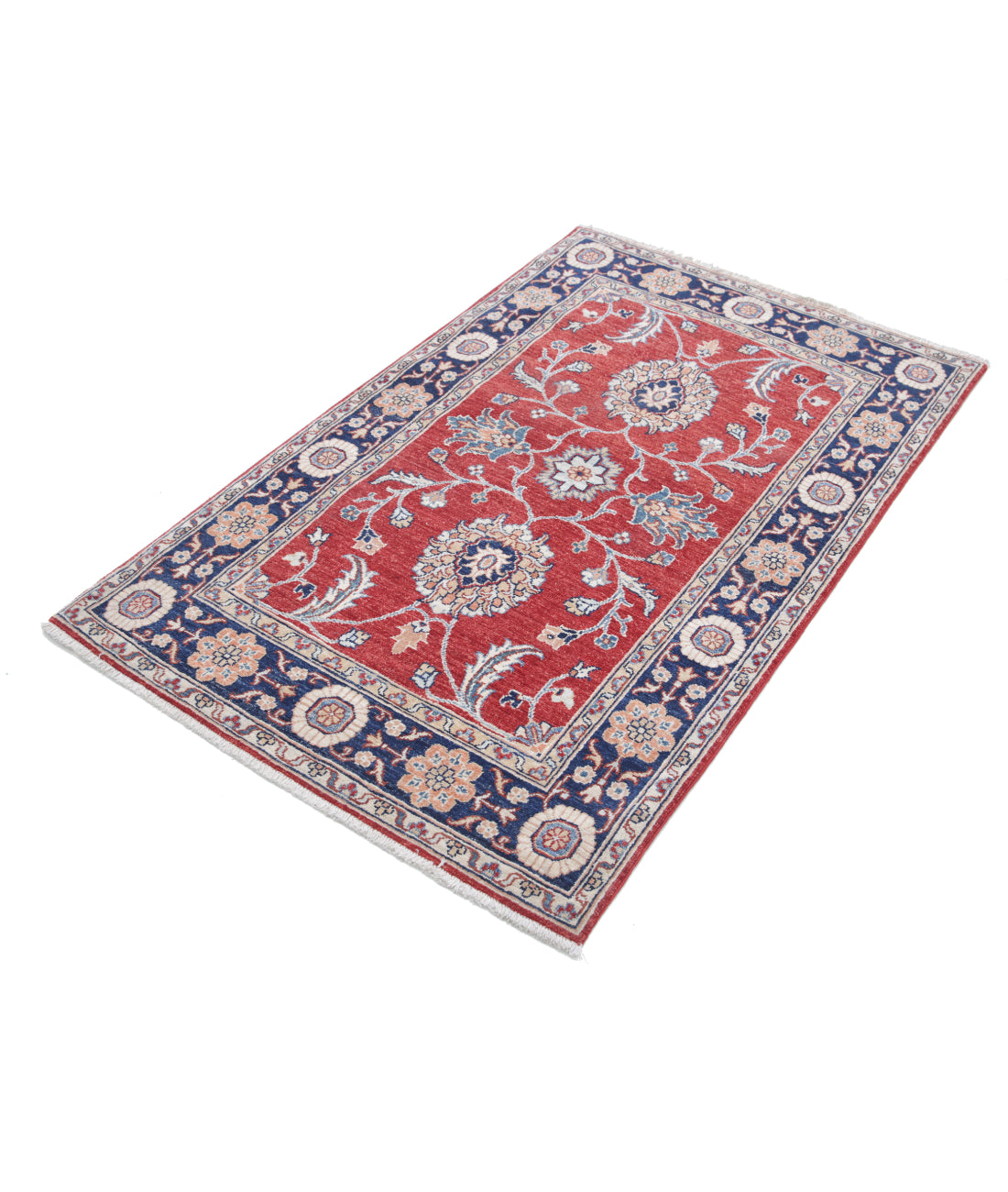 Hand Knotted Ziegler Farhan Wool Rug - 3'2'' x 5'1'' 3'2'' x 5'1'' (95 X 153) / Red / Blue