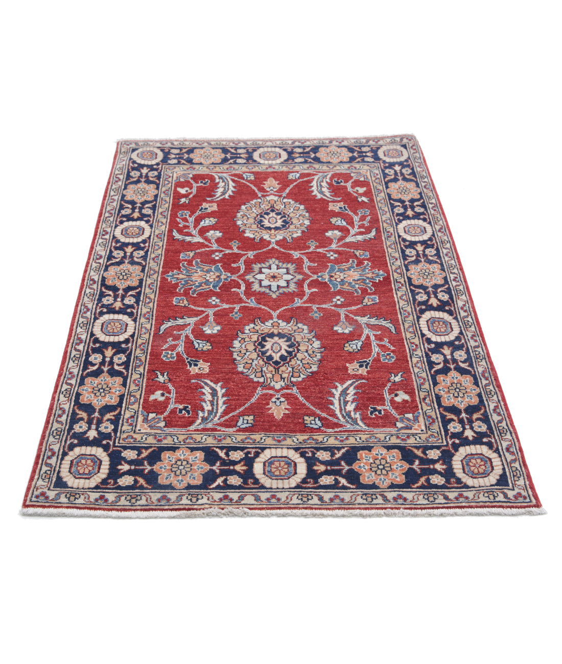 Hand Knotted Ziegler Farhan Wool Rug - 3'2'' x 5'1'' 3'2'' x 5'1'' (95 X 153) / Red / Blue