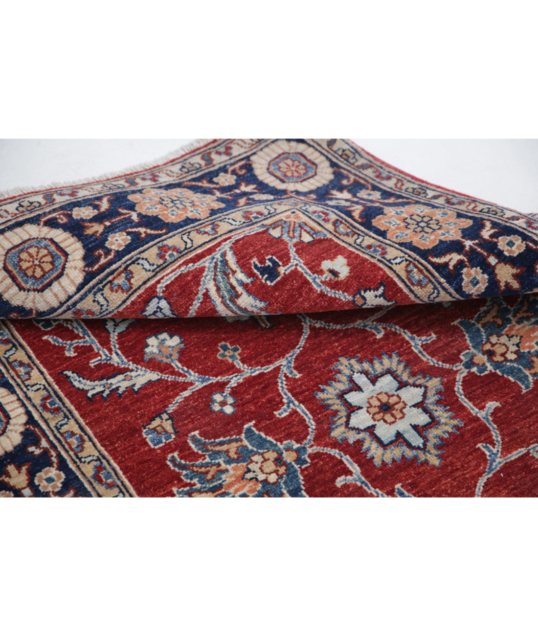 Hand Knotted Ziegler Farhan Wool Rug - 3'2'' x 5'1'' 3'2'' x 5'1'' (95 X 153) / Red / Blue