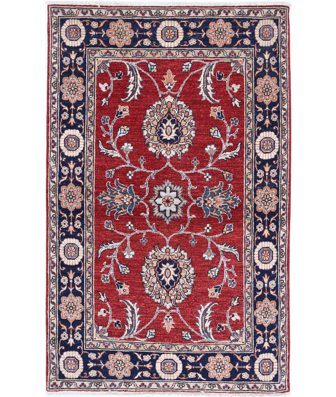 Hand Knotted Ziegler Farhan Wool Rug - 3&#39;2&#39;&#39; x 5&#39;1&#39;&#39; 3&#39;2&#39;&#39; x 5&#39;1&#39;&#39; (95 X 153) / Red / Blue