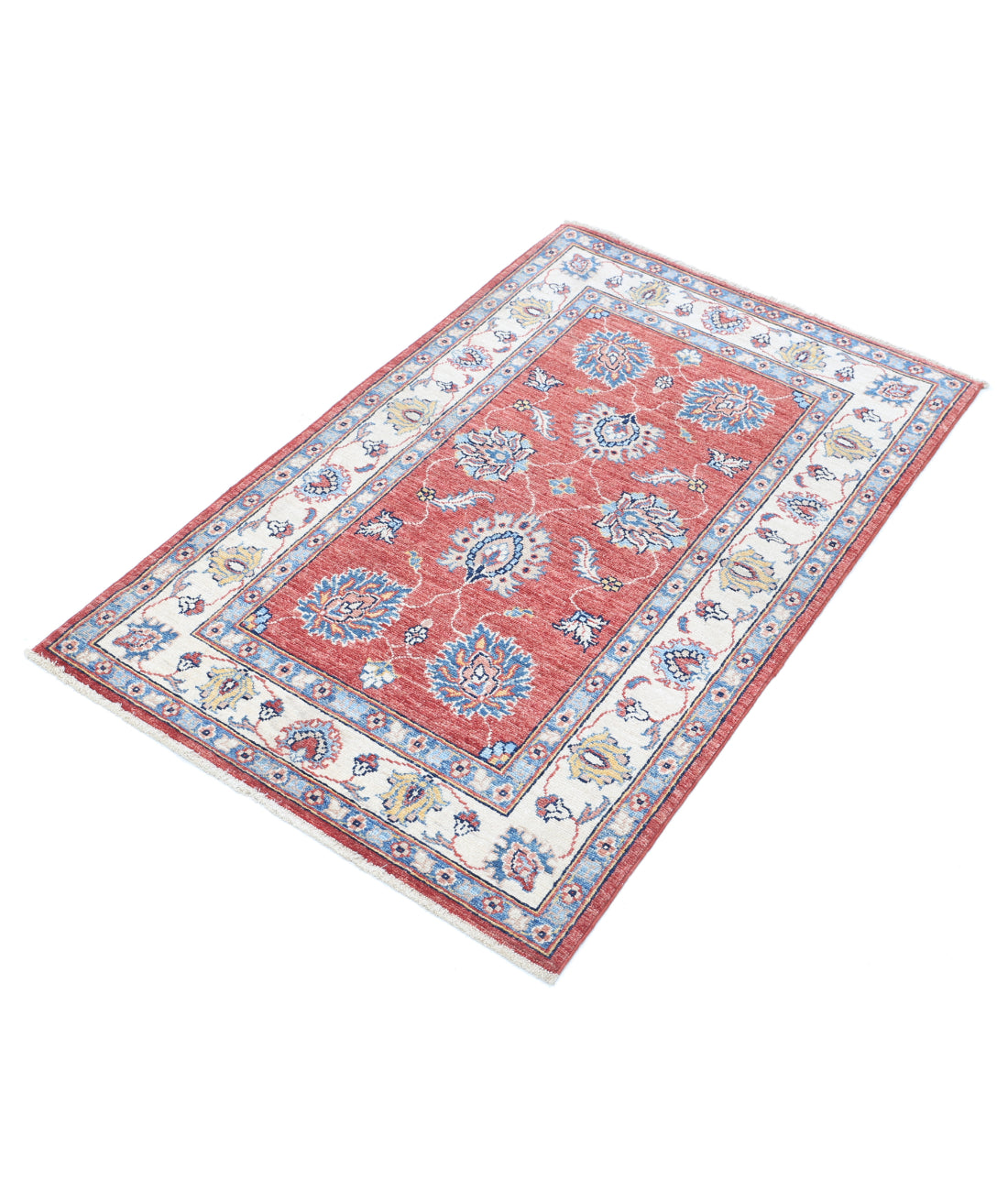 Hand Knotted Ziegler Farhan Wool Rug - 2'6'' x 4'0'' 2'6'' x 4'0'' (75 X 120) / Red / Ivory