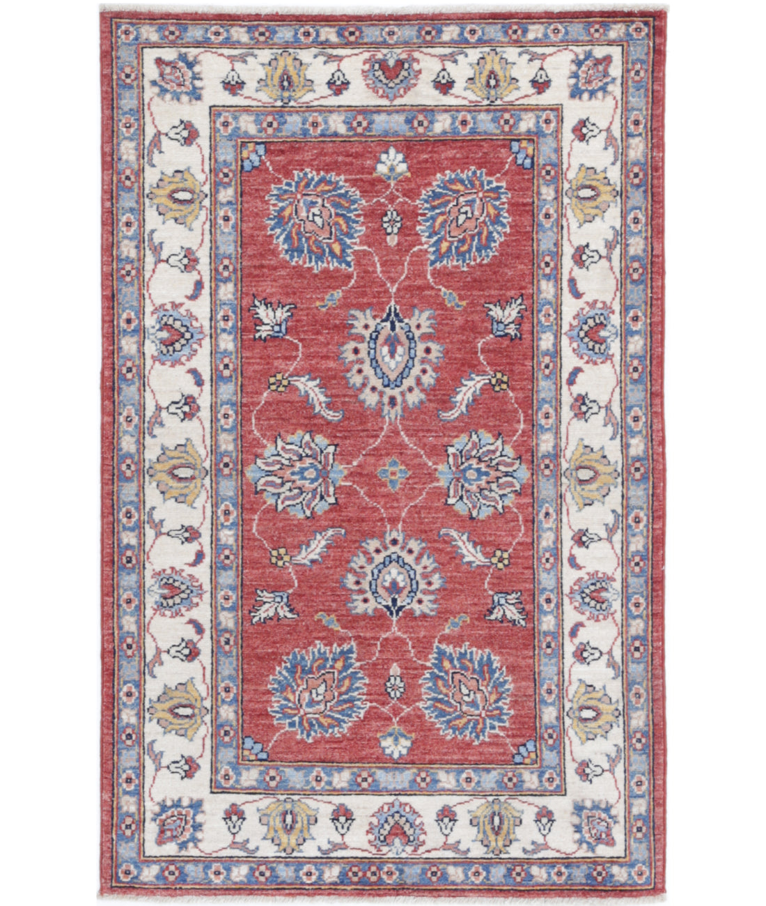 Hand Knotted Ziegler Farhan Wool Rug - 2&#39;6&#39;&#39; x 4&#39;0&#39;&#39; 2&#39;6&#39;&#39; x 4&#39;0&#39;&#39; (75 X 120) / Red / Ivory