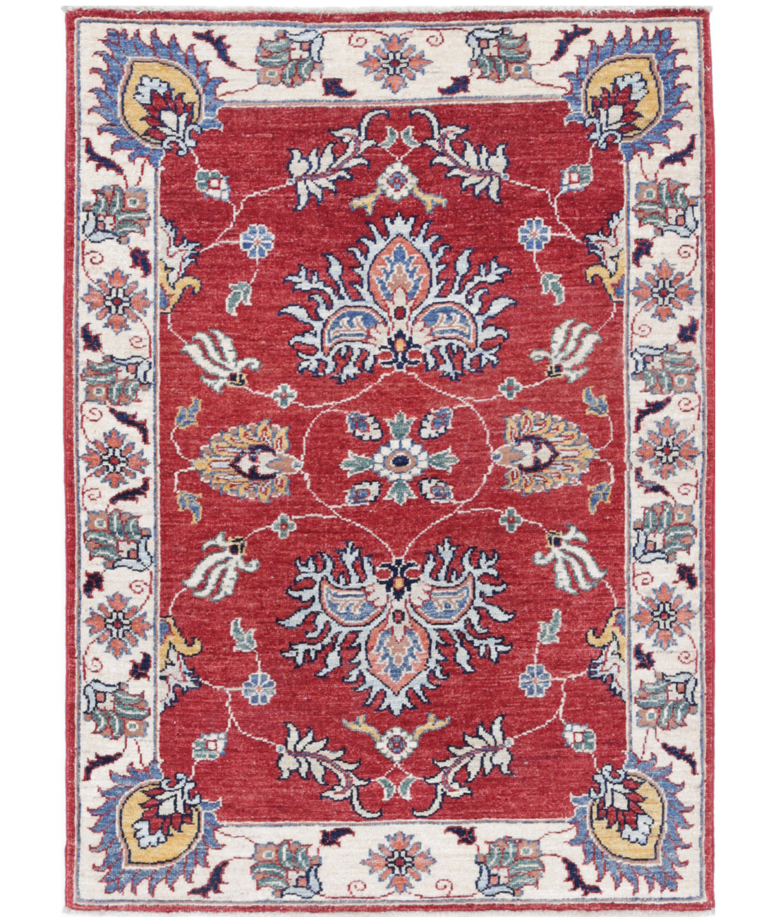 Hand Knotted Ziegler Farhan Wool Rug - 2&#39;9&#39;&#39; x 3&#39;10&#39;&#39; 2&#39;9&#39;&#39; x 3&#39;10&#39;&#39; (83 X 115) / Red / Ivory