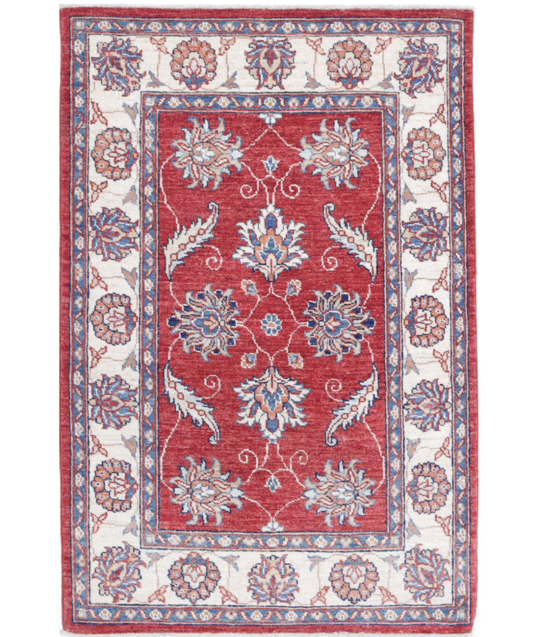 Hand Knotted Ziegler Farhan Wool Rug - 2&#39;9&#39;&#39; x 4&#39;2&#39;&#39; 2&#39;9&#39;&#39; x 4&#39;2&#39;&#39; (83 X 125) / Red / Ivory