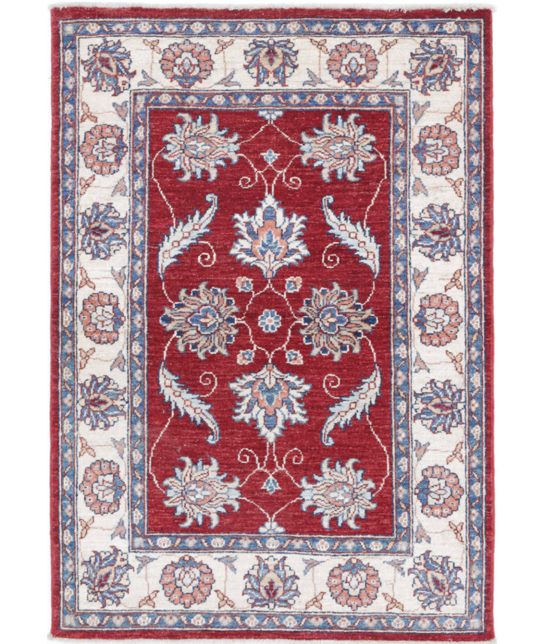 Hand Knotted Ziegler Farhan Wool Rug - 2&#39;9&#39;&#39; x 4&#39;0&#39;&#39; 2&#39;9&#39;&#39; x 4&#39;0&#39;&#39; (83 X 120) / Red / Ivory