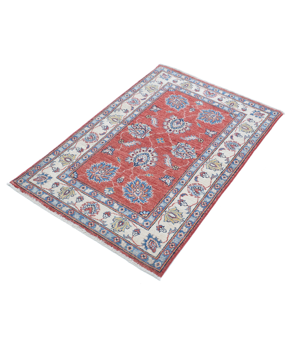 Hand Knotted Ziegler Farhan Wool Rug - 2'7'' x 4'1'' 2'7'' x 4'1'' (78 X 123) / Red / Ivory