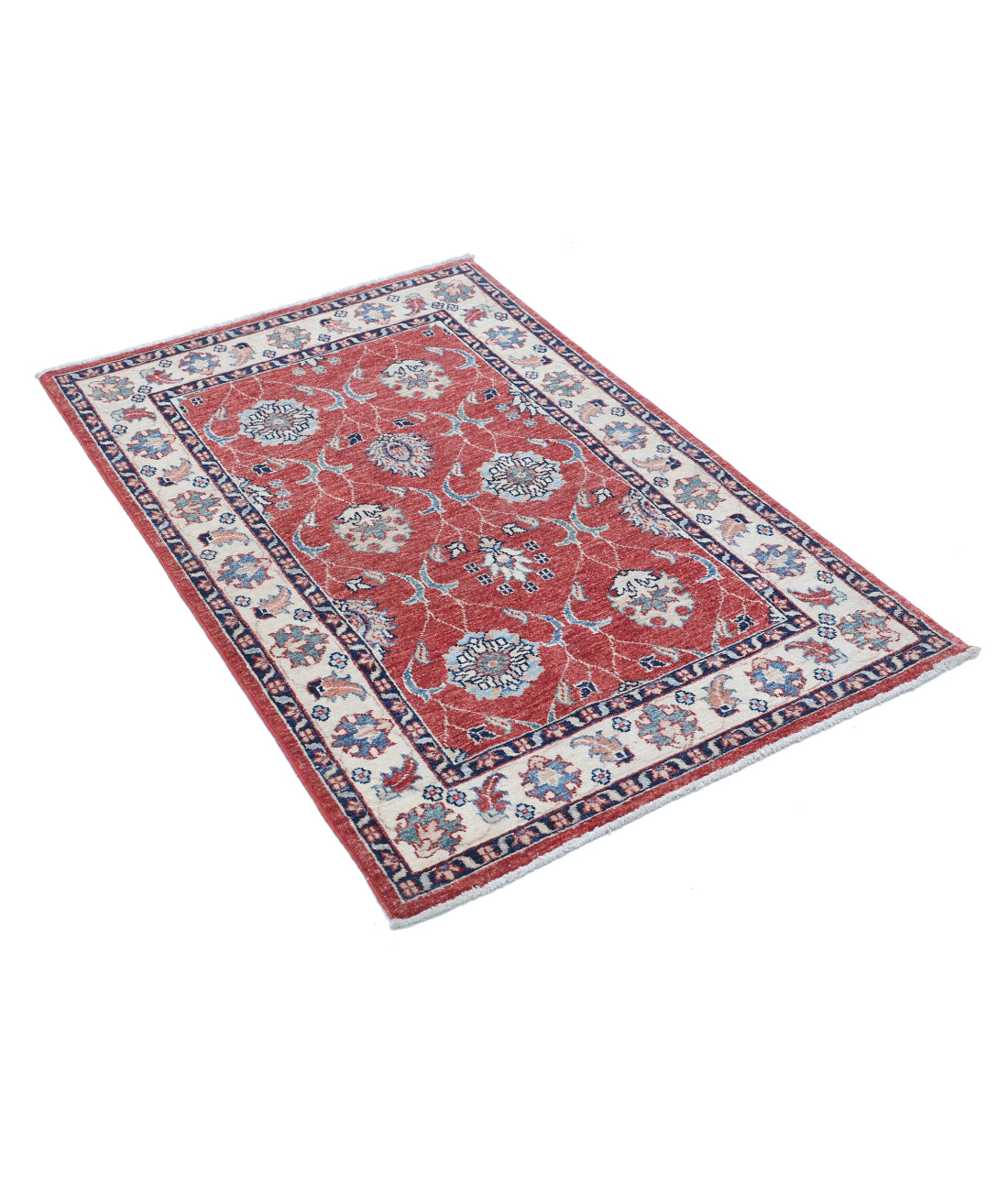 Hand Knotted Ziegler Farhan Wool Rug - 2'8'' x 4'1'' 2'8'' x 4'1'' (80 X 123) / Red / Ivory