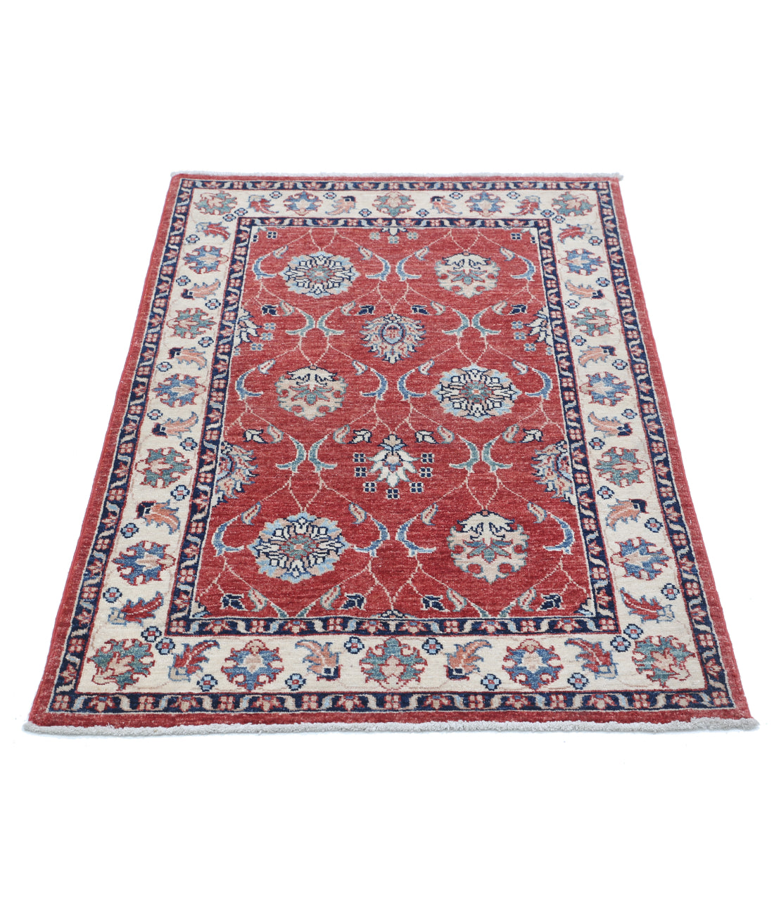 Hand Knotted Ziegler Farhan Wool Rug - 2'8'' x 4'1'' 2'8'' x 4'1'' (80 X 123) / Red / Ivory