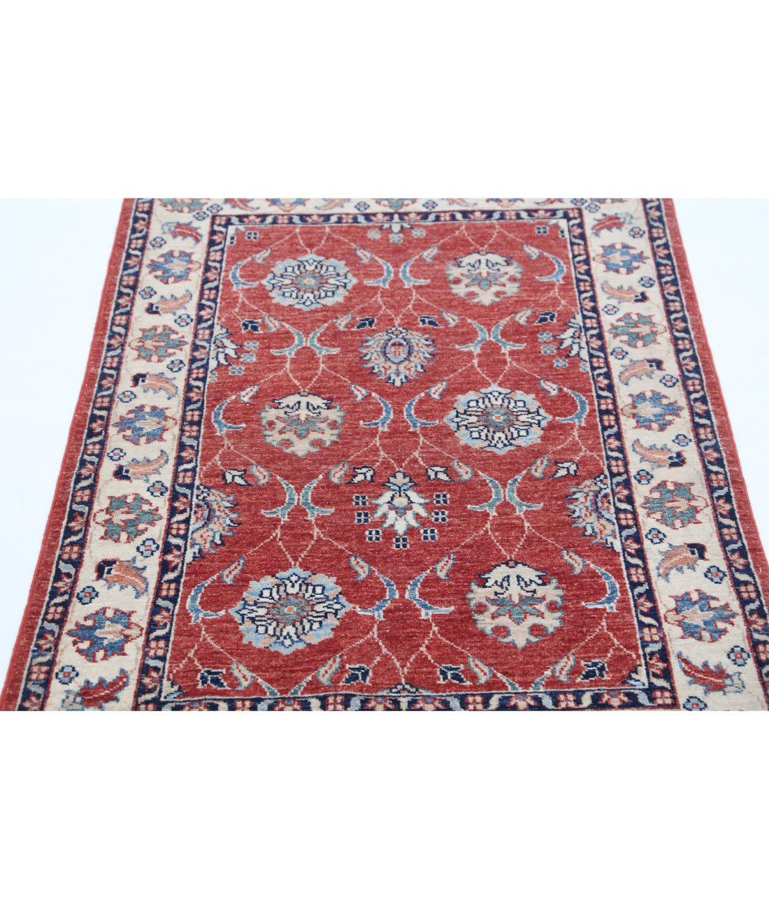 Hand Knotted Ziegler Farhan Wool Rug - 2'8'' x 4'1'' 2'8'' x 4'1'' (80 X 123) / Red / Ivory