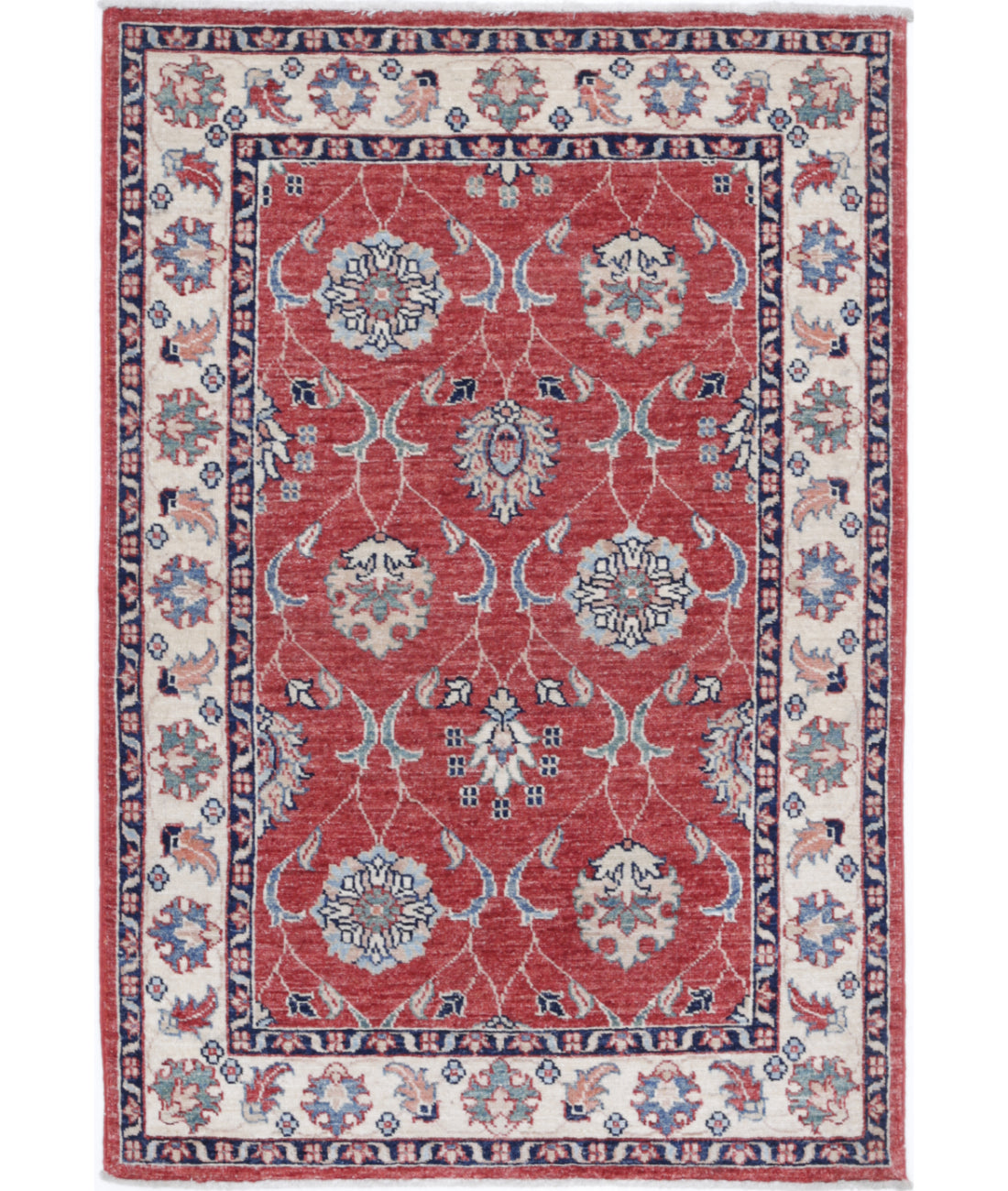 Hand Knotted Ziegler Farhan Wool Rug - 2&#39;8&#39;&#39; x 4&#39;1&#39;&#39; 2&#39;8&#39;&#39; x 4&#39;1&#39;&#39; (80 X 123) / Red / Ivory