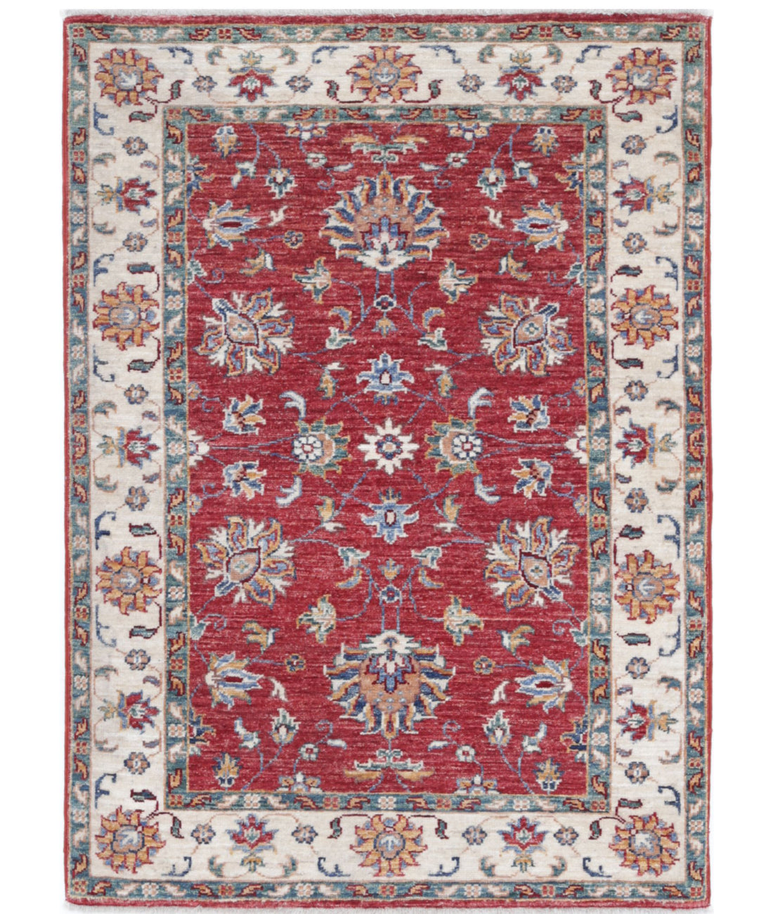 Hand Knotted Ziegler Farhan Wool Rug - 2'8'' x 3'9'' 2'8'' x 3'9'' (80 X 113) / Red / Ivory