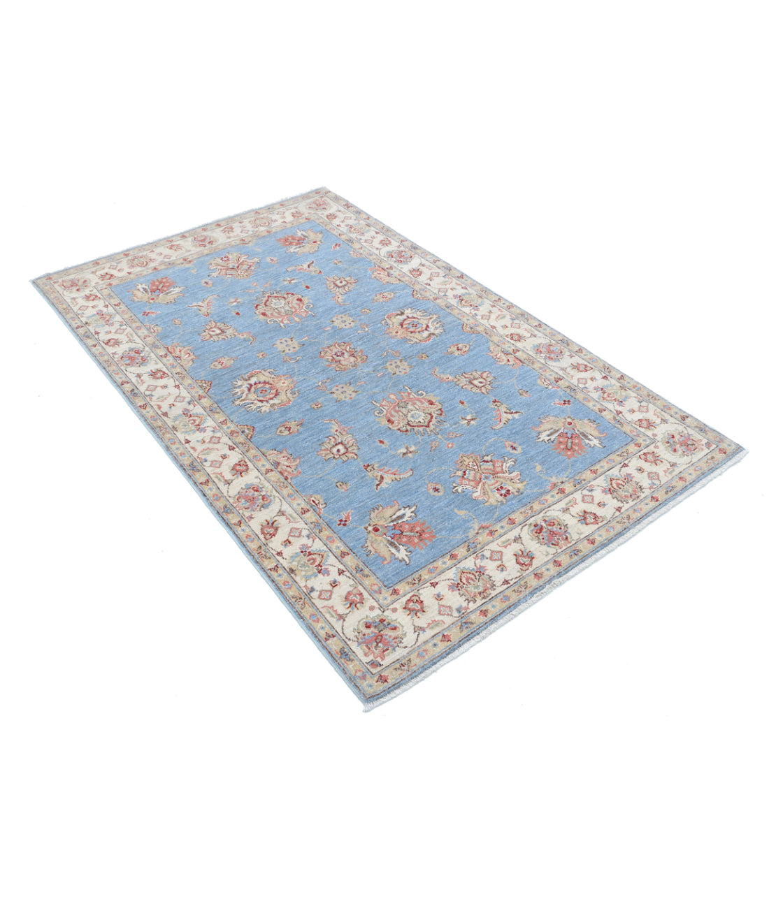 Hand Knotted Ziegler Farhan Wool Rug - 3'9'' x 5'11'' 3'9'' x 5'11'' (113 X 178) / Blue / Ivory