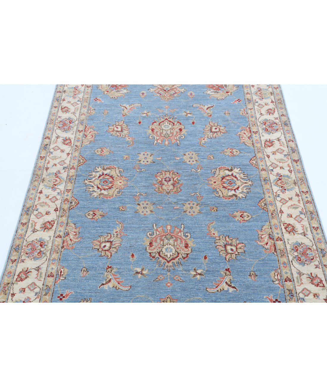 Hand Knotted Ziegler Farhan Wool Rug - 3'9'' x 5'11'' 3'9'' x 5'11'' (113 X 178) / Blue / Ivory