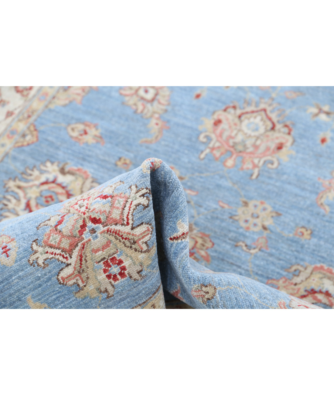 Hand Knotted Ziegler Farhan Wool Rug - 3'9'' x 5'11'' 3'9'' x 5'11'' (113 X 178) / Blue / Ivory