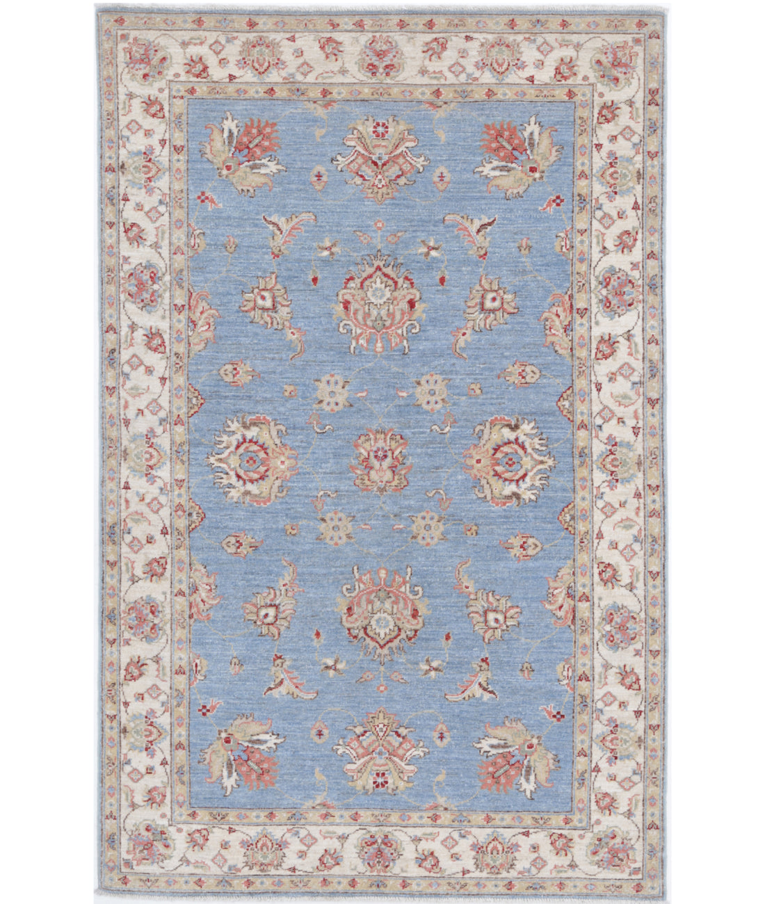 Hand Knotted Ziegler Farhan Wool Rug - 3&#39;9&#39;&#39; x 5&#39;11&#39;&#39; 3&#39;9&#39;&#39; x 5&#39;11&#39;&#39; (113 X 178) / Blue / Ivory