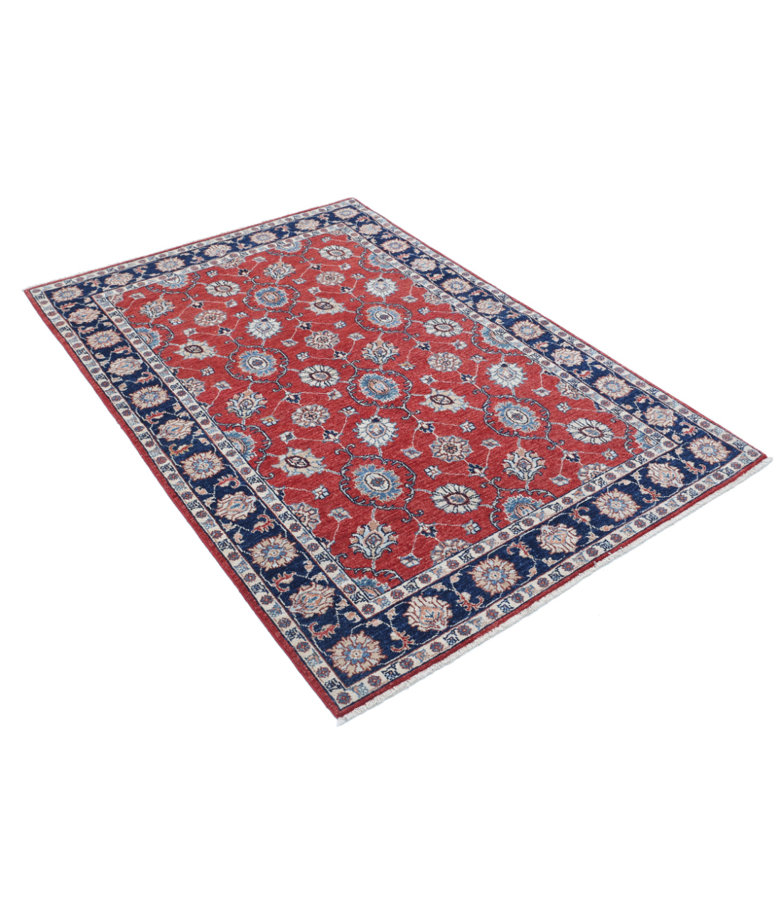 Hand Knotted Ziegler Farhan Wool Rug - 4'0'' x 5'9'' 4'0'' x 5'9'' (120 X 173) / Red / Blue