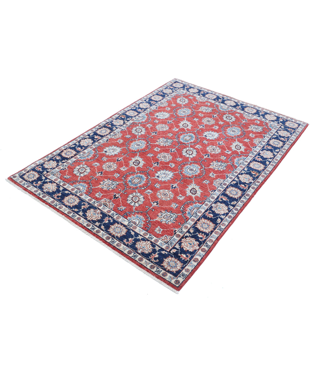 Hand Knotted Ziegler Farhan Wool Rug - 4'0'' x 5'9'' 4'0'' x 5'9'' (120 X 173) / Red / Blue