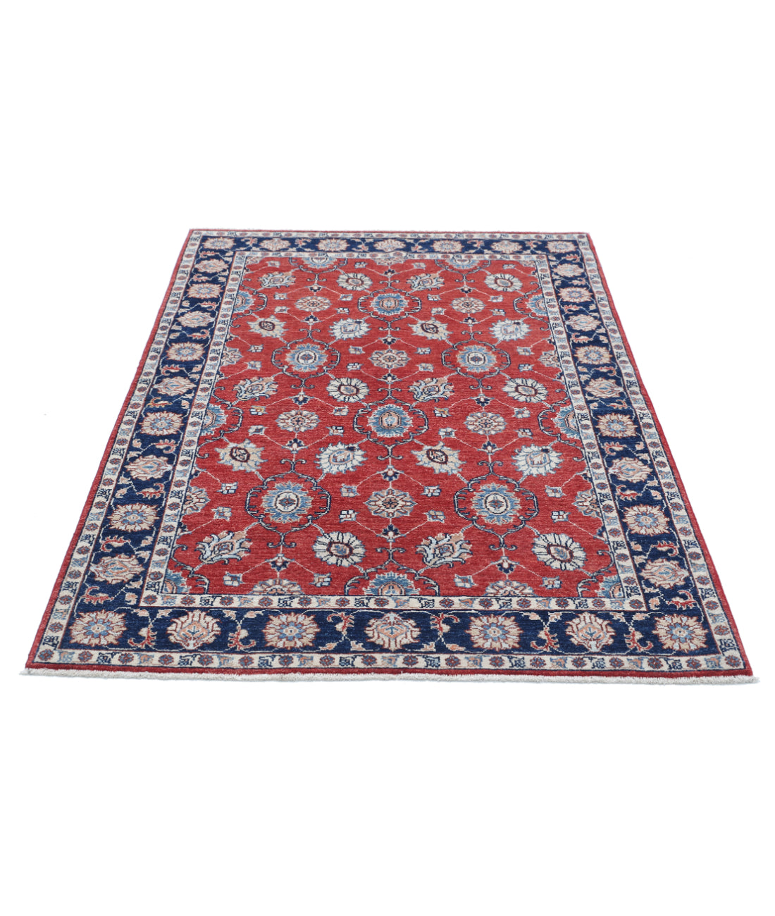 Hand Knotted Ziegler Farhan Wool Rug - 4'0'' x 5'9'' 4'0'' x 5'9'' (120 X 173) / Red / Blue