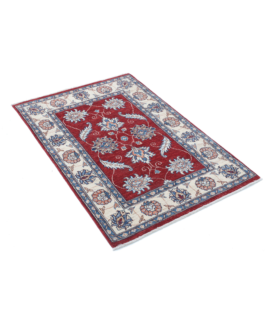 Hand Knotted Ziegler Farhan Wool Rug - 2'9'' x 4'1'' 2'9'' x 4'1'' (83 X 123) / Red / Ivory