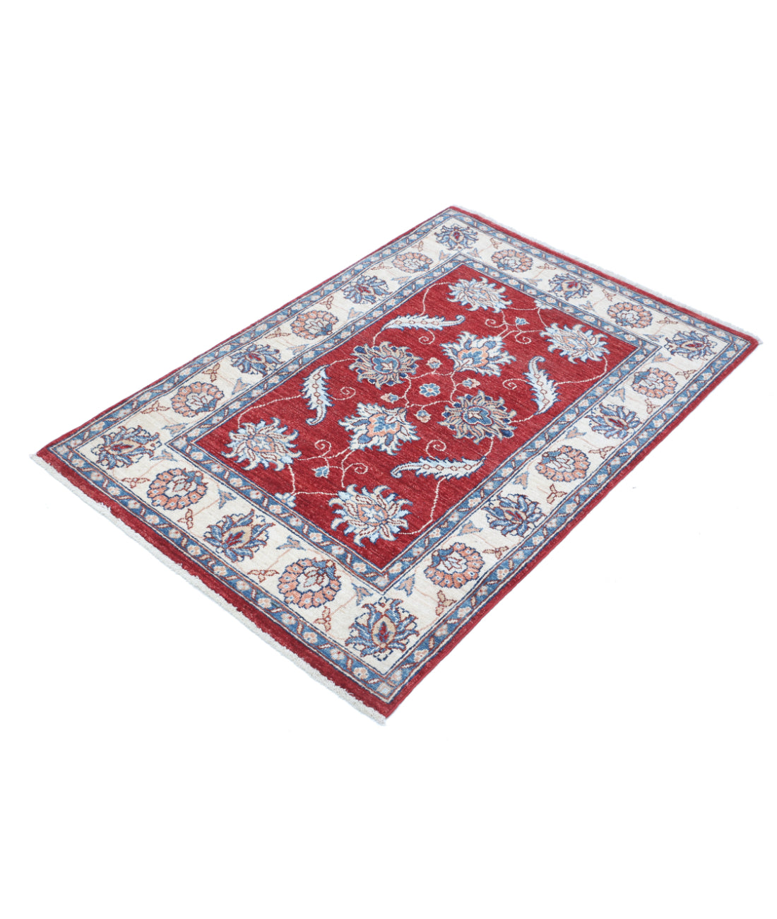 Hand Knotted Ziegler Farhan Wool Rug - 2'9'' x 4'1'' 2'9'' x 4'1'' (83 X 123) / Red / Ivory