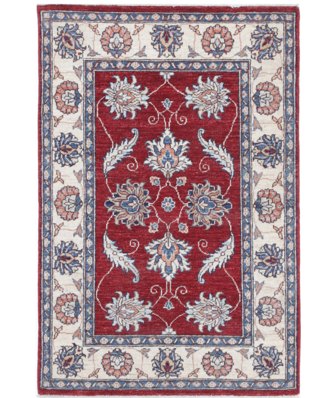 Hand Knotted Ziegler Farhan Wool Rug - 2&#39;9&#39;&#39; x 4&#39;1&#39;&#39; 2&#39;9&#39;&#39; x 4&#39;1&#39;&#39; (83 X 123) / Red / Ivory