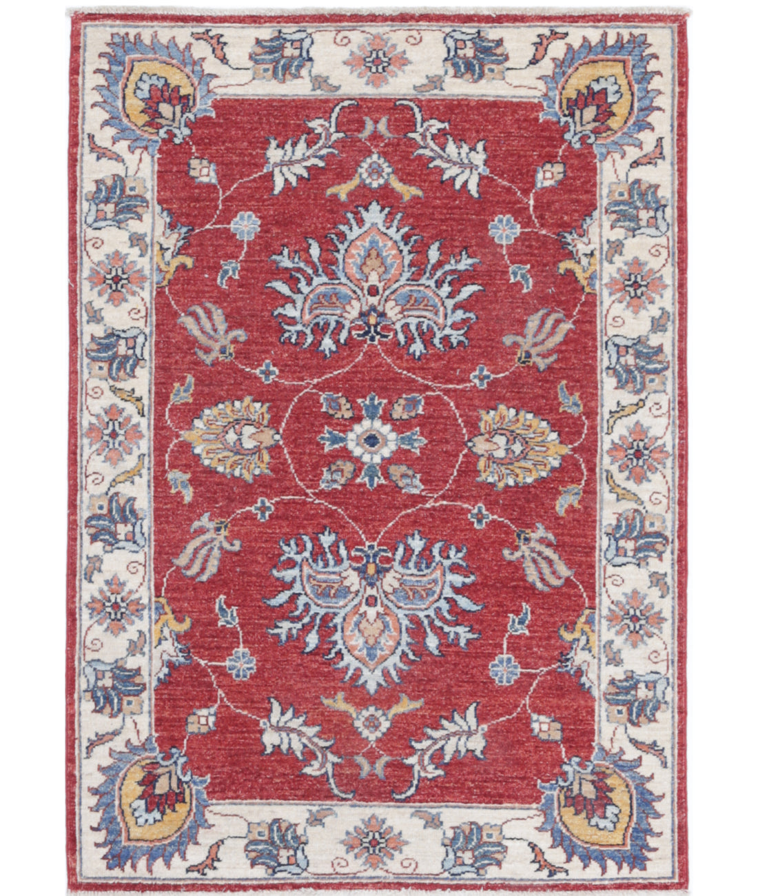 Hand Knotted Ziegler Farhan Wool Rug - 2&#39;9&#39;&#39; x 4&#39;0&#39;&#39; 2&#39;9&#39;&#39; x 4&#39;0&#39;&#39; (83 X 120) / Red / Ivory