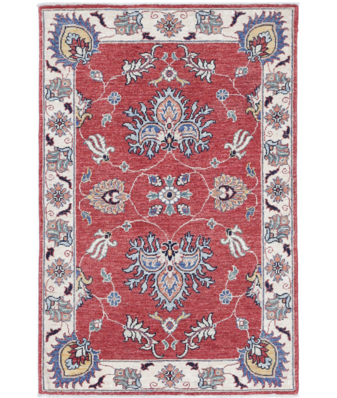 Hand Knotted Ziegler Farhan Wool Rug - 2'9'' x 4'1'' 2'9'' x 4'1'' (83 X 123) / Red / Ivory