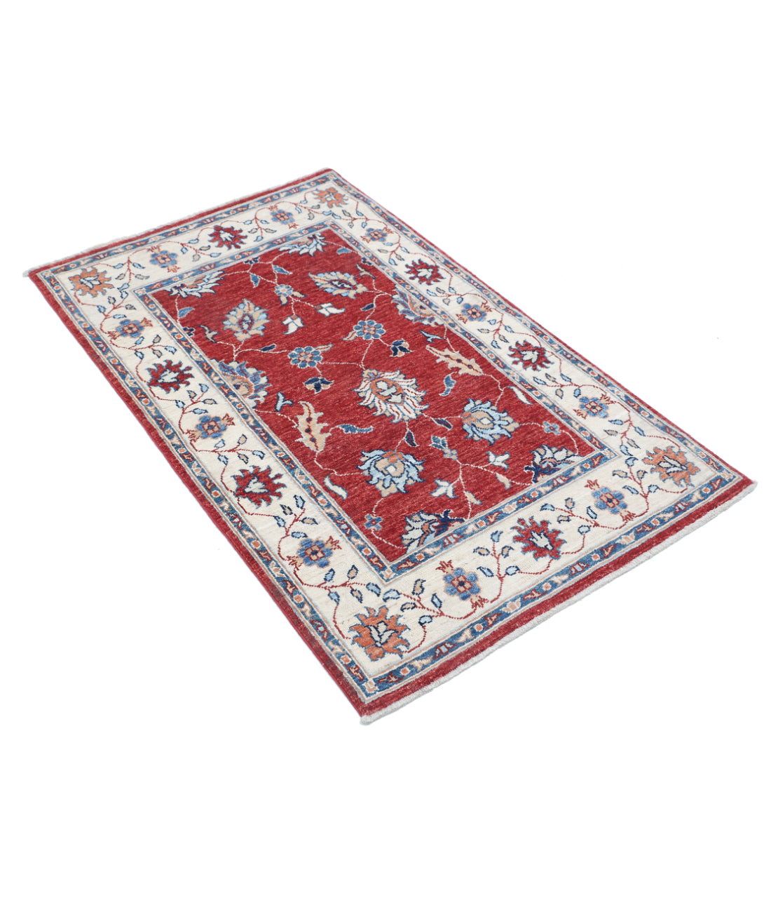 Hand Knotted Ziegler Farhan Wool Rug - 2'8'' x 4'3'' 2'8'' x 4'3'' (80 X 128) / Red / Ivory