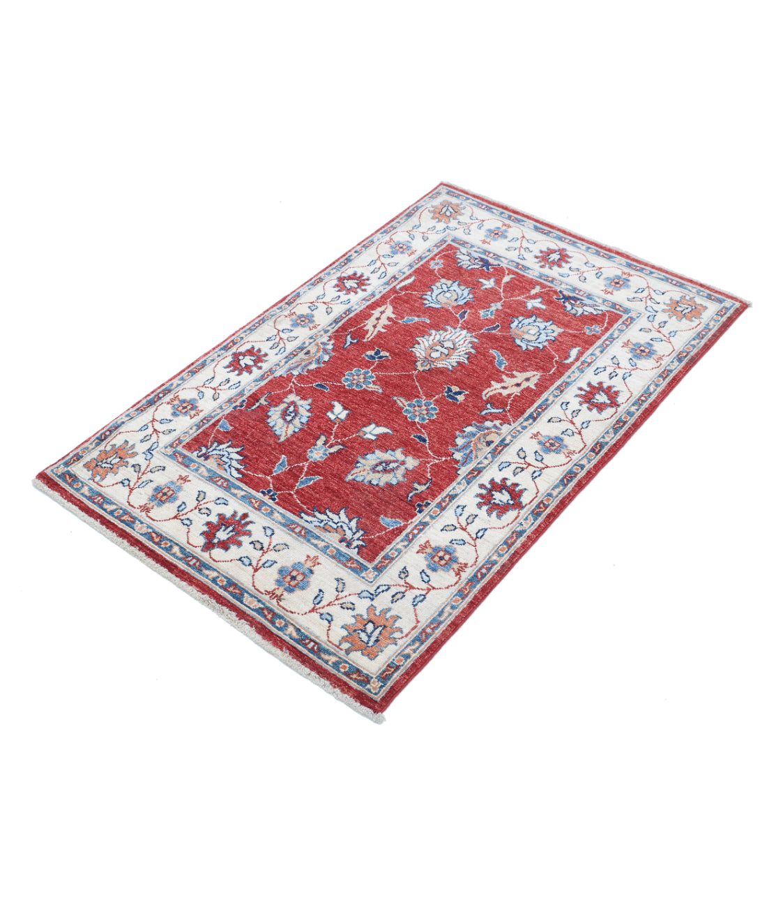 Hand Knotted Ziegler Farhan Wool Rug - 2'8'' x 4'3'' 2'8'' x 4'3'' (80 X 128) / Red / Ivory